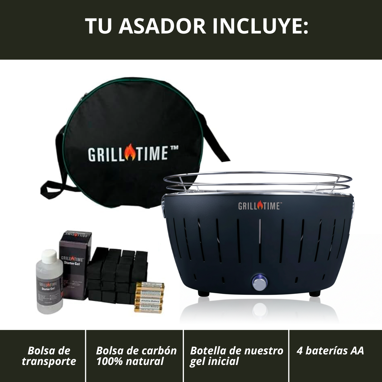 Asador Portátil Tailgater con Plancha de Carbón -  13 pulgadas
