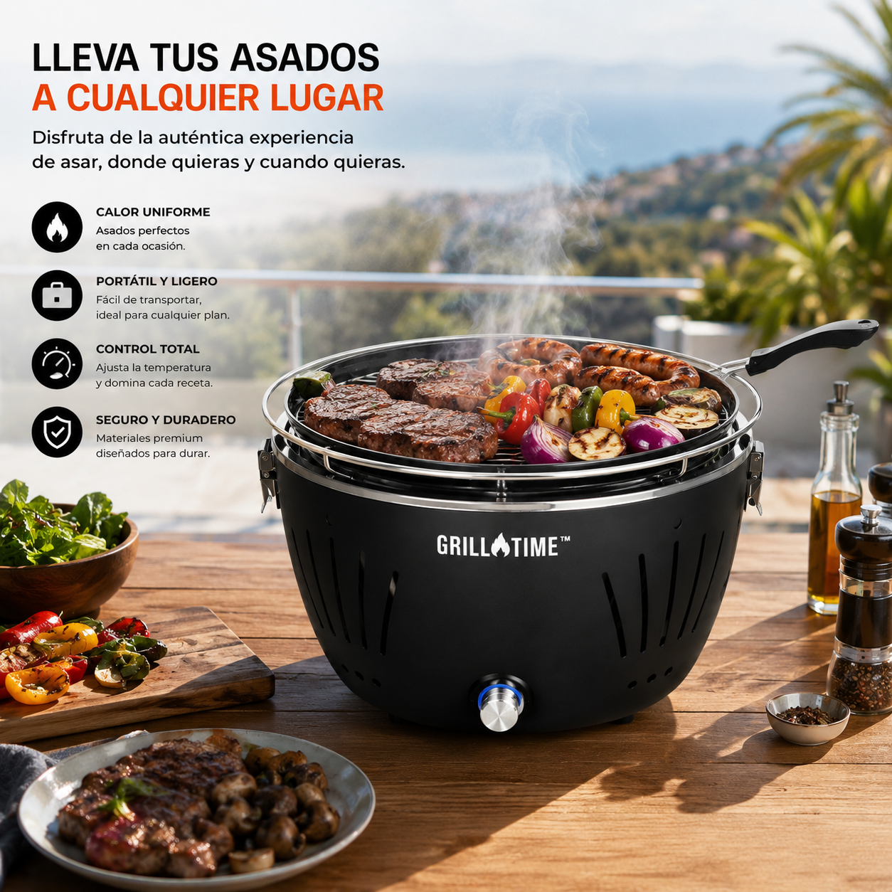 Asador Portátil Tailgater con Plancha de Carbón -  13 pulgadas