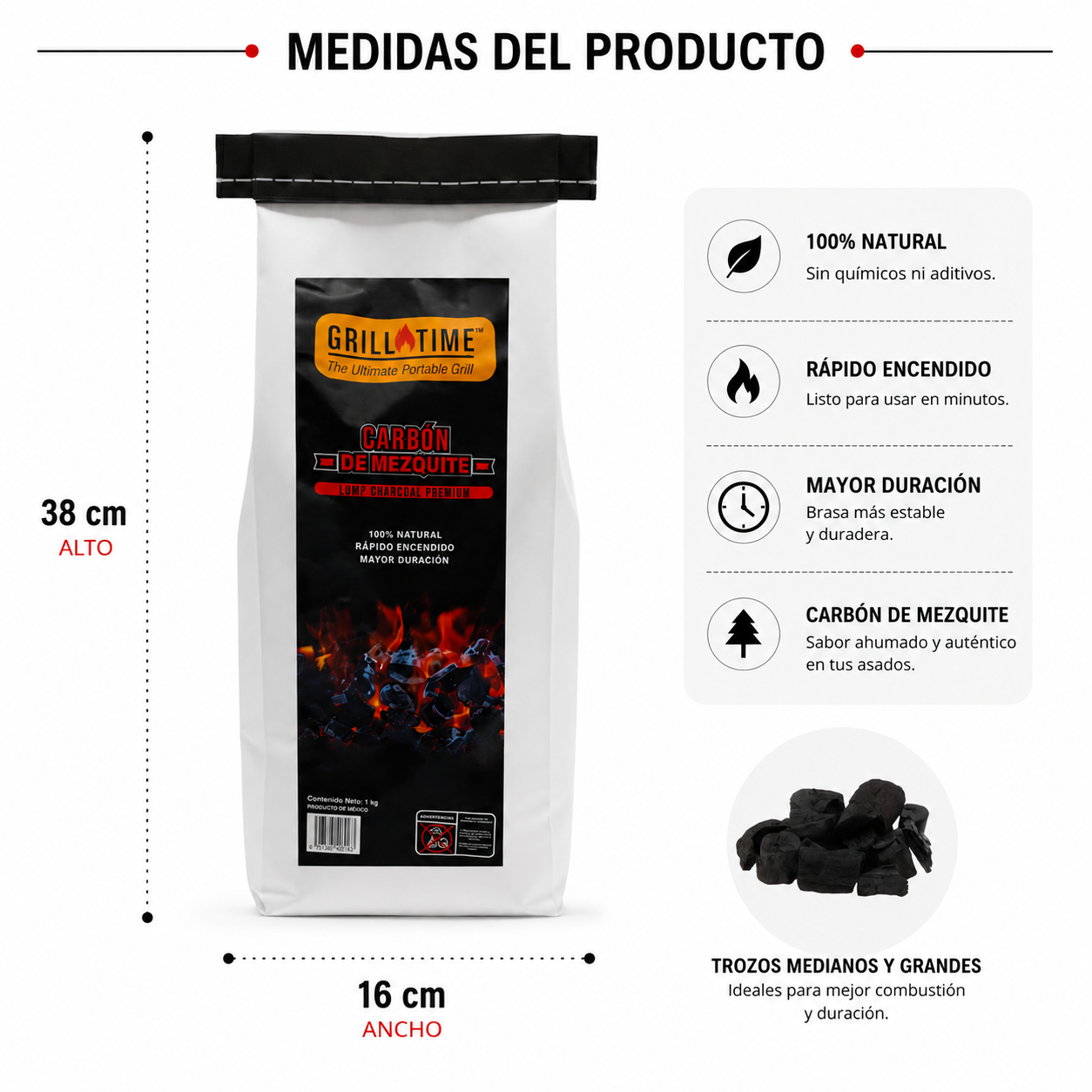 Bolsa Carbon GRILL TIME 1kg