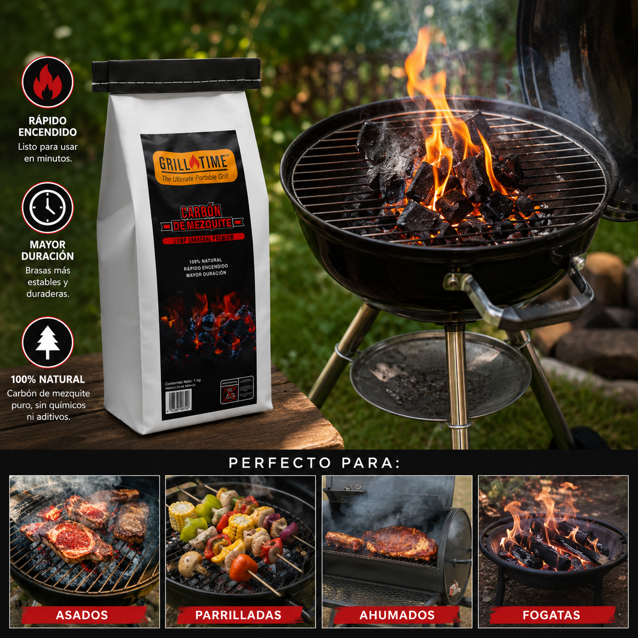Bolsa Carbon GRILL TIME 1kg