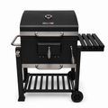 Asador Cuadrado De Hierro Deluxe Con Ruedas Y Mesa Lateral