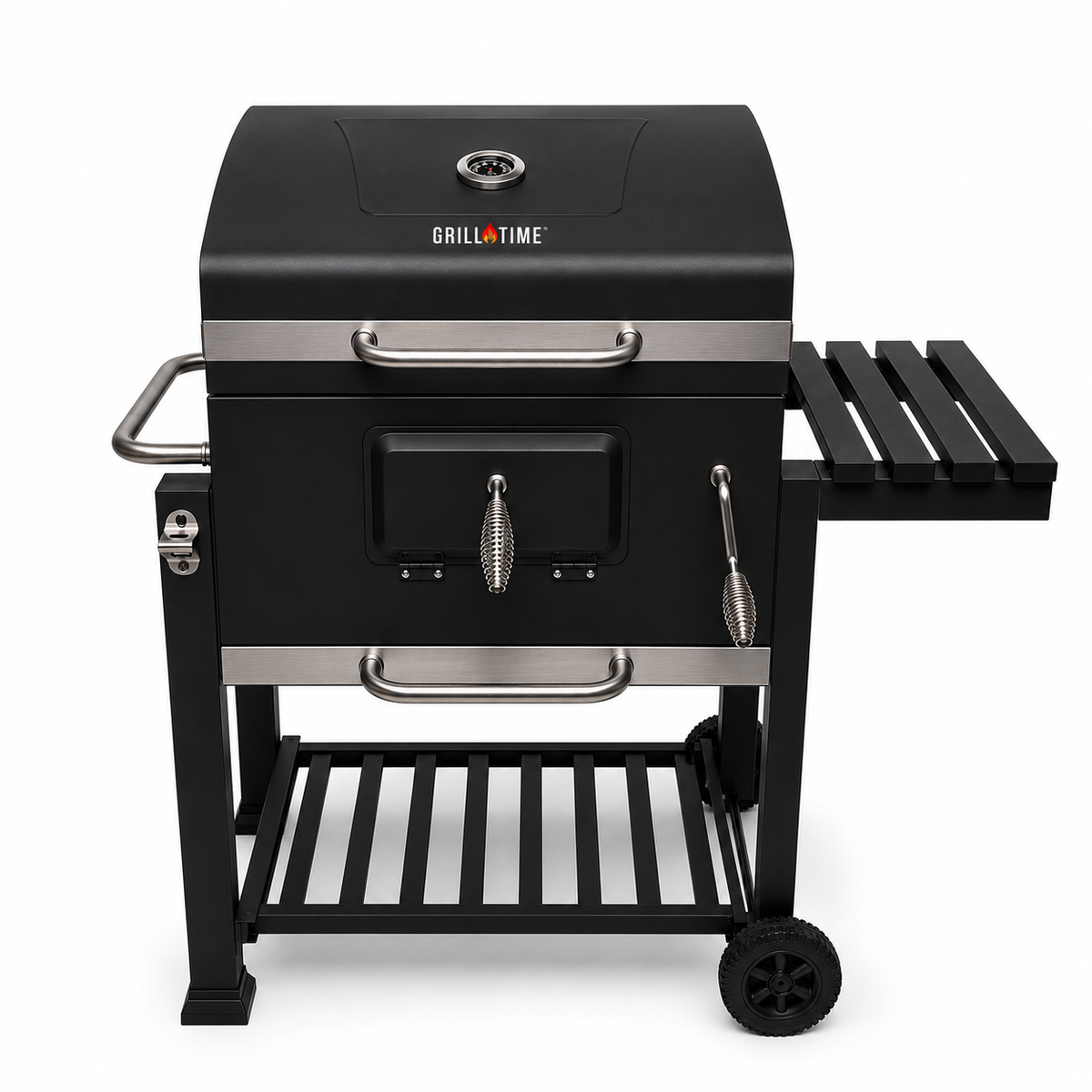 Asador Cuadrado de Hierro Deluxe con Ruedas y Mesa Lateral