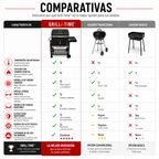 Asador Cuadrado De Hierro Deluxe Con Ruedas Y Mesa Lateral