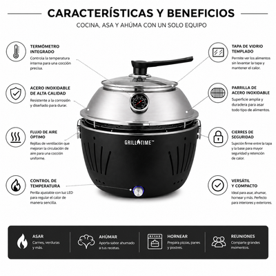 Asador Portátil Tailgater con Tapa de Carbón - 13 pulgadas