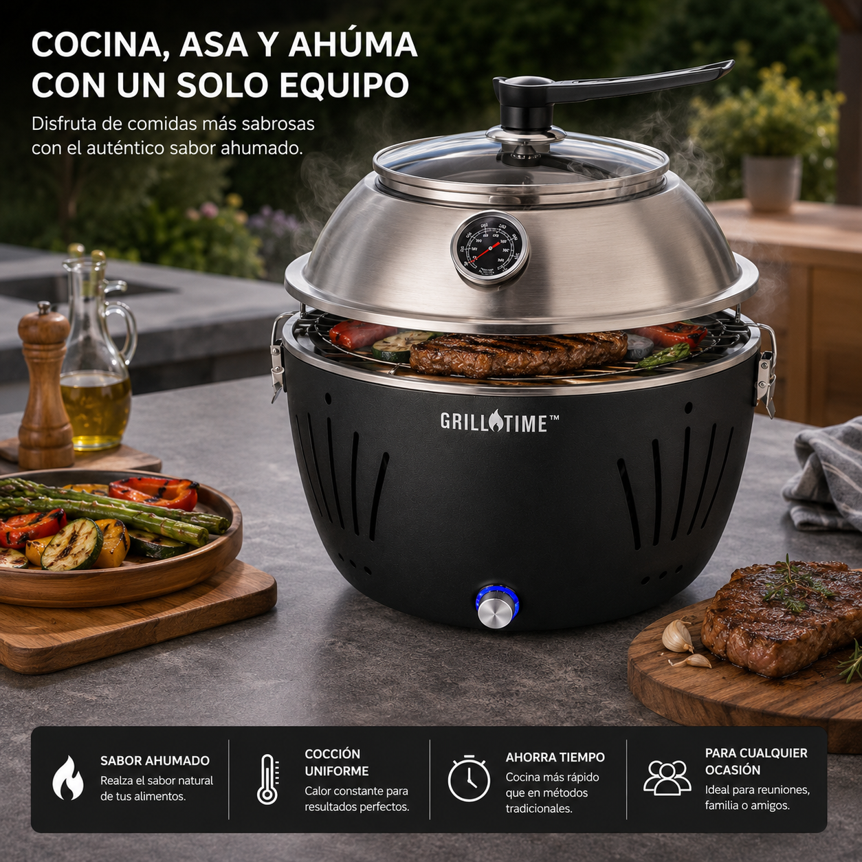 Asador Portátil Tailgater con Tapa de Carbón - 13 pulgadas