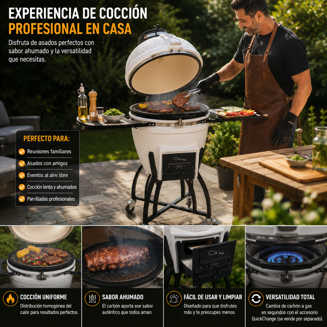 Asador Cerámica Carbón ó Gas – Serie S