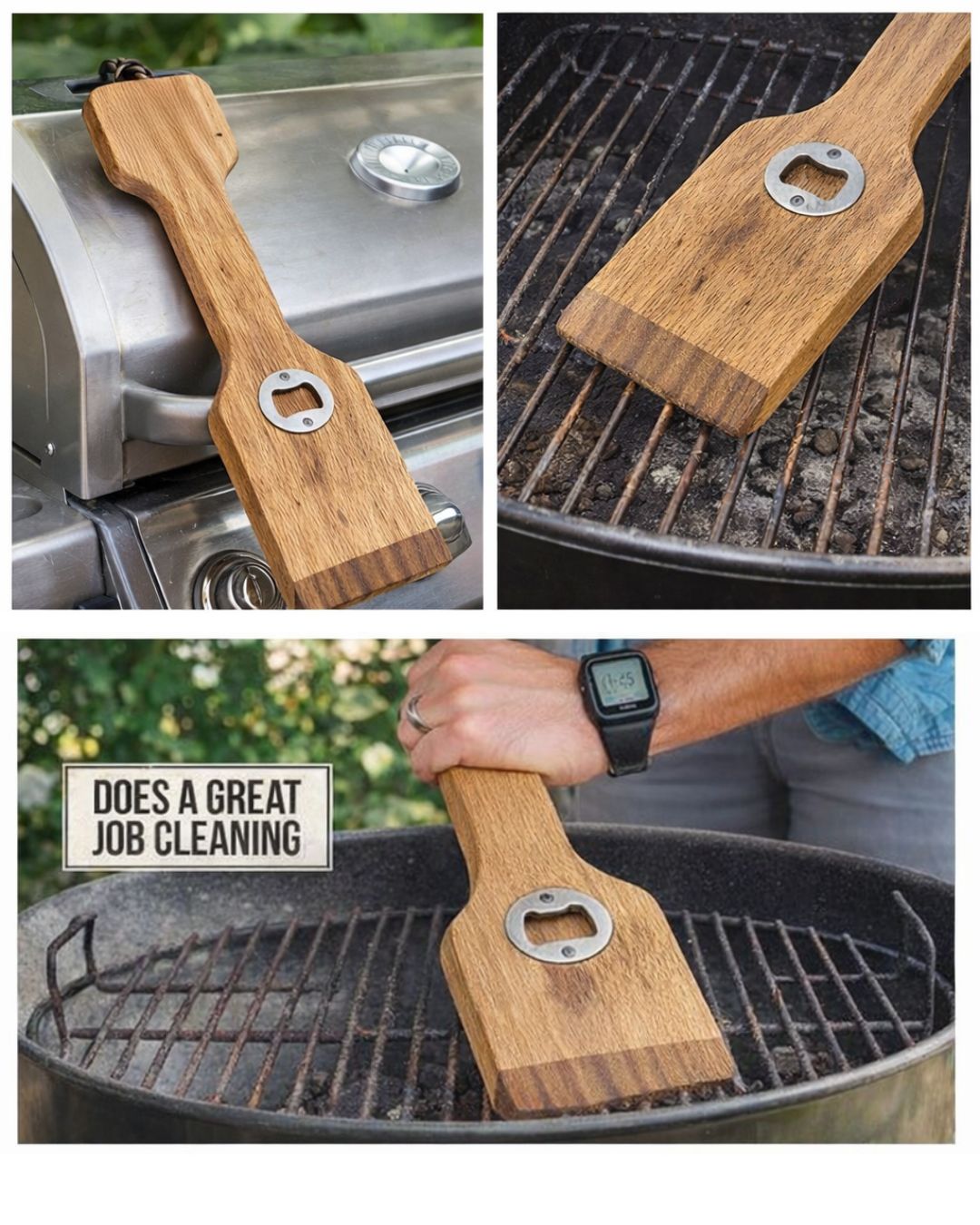 Raspador Limpiador Para Parrilla Madera Encino