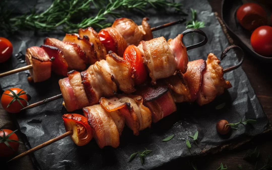 Brochetas De Pollo Con Tocino